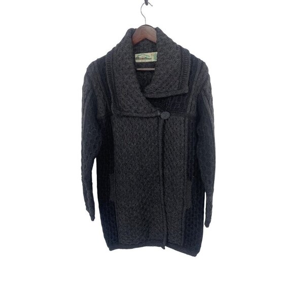 ARAN CRAFTS CABLE IRISH KNIT MADE IN IRELAND MERINO WOOL CARDIGAN SWEATER XL - Picture 1 of 5